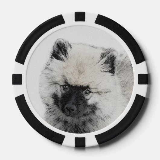 Keeshond Puppy Drawing - Cute Original Dog Art Poker Chips (Voorkant)