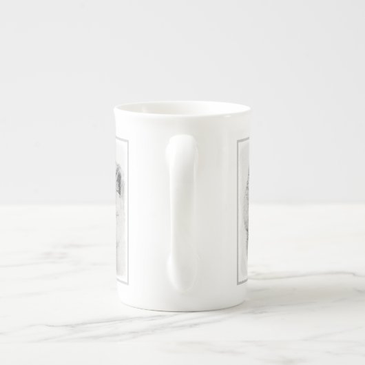 Keeshond Puppy Drawing - Cute Original Dog Art Porselein Kop (Achterkant)