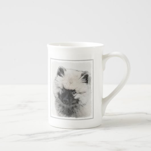 Keeshond Puppy Drawing - Cute Original Dog Art Porselein Kop (Rechts)