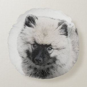 Keeshond Puppy Drawing - Cute Original Dog Art Rond Kussen