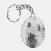 Keeshond Puppy Drawing - Cute Original Dog Art Sleutelhanger (Voorkant Links)