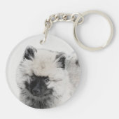 Keeshond Puppy Drawing - Cute Original Dog Art Sleutelhanger (Achterkant)