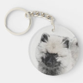 Keeshond Puppy Drawing - Cute Original Dog Art Sleutelhanger (Voorkant)