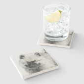 Keeshond Puppy Drawing - Cute Original Dog Art Stenen Onderzetter (Zijkant)