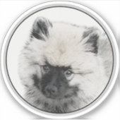 Keeshond Puppy Drawing - Cute Original Dog Art Sticker (Voorkant)