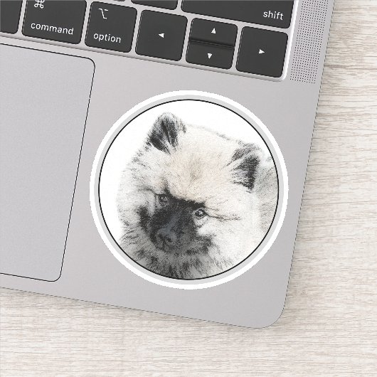 Keeshond Puppy Drawing - Cute Original Dog Art Sticker (Detail)
