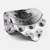 Keeshond Puppy Drawing - Cute Original Dog Art Stropdas (Opgerold)