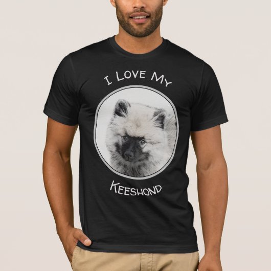 Keeshond Puppy Drawing - Cute Original Dog Art T-shirt (Voorkant)