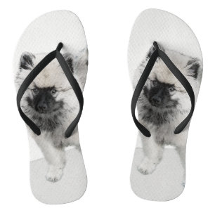Keeshond Puppy Drawing - Cute Original Dog Art Teenslippers