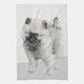 Keeshond Puppy Drawing - Cute Original Dog Art Theedoek (Verticaal)