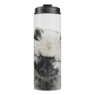 Keeshond Puppy Drawing - Cute Original Dog Art Thermosbeker