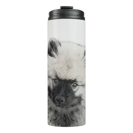 Keeshond Puppy Drawing - Cute Original Dog Art Thermosbeker (Voorkant)