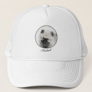 Keeshond Puppy Drawing - Cute Original Dog Art Trucker Pet