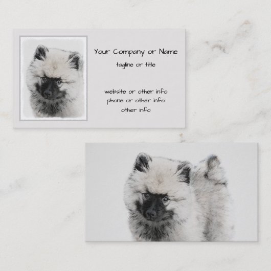 Keeshond Puppy Drawing - Cute Original Dog Art Visitekaartje (Voorkant / Achterkant)