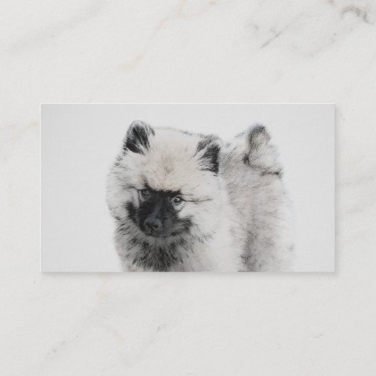 Keeshond Puppy Drawing - Cute Original Dog Art Visitekaartje (Achterkant)