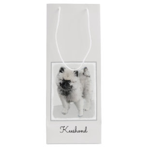 Keeshond Puppy Drawing - Cute Original Dog Art Wijn Cadeautas
