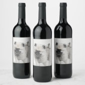 Keeshond Puppy Drawing - Cute Original Dog Art Wijn Etiket (Flessen)