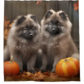 Keeshond Puppy Herfst Delight Pompoen Douchegordijn (Voorkant)