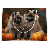 Keeshond Puppy Herfst Delight Pompoen Groot Cadeauzakje (Voorkant)