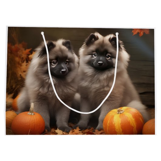 Keeshond Puppy Herfst Delight Pompoen Groot Cadeauzakje (Achterkant)