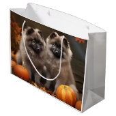 Keeshond Puppy Herfst Delight Pompoen Groot Cadeauzakje (Achterkant Gekanteld)