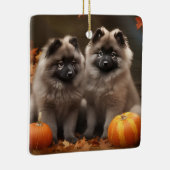 Keeshond Puppy Herfst Delight Pompoen Keramisch Ornament (Rechts)