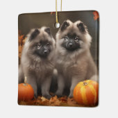 Keeshond Puppy Herfst Delight Pompoen Keramisch Ornament (Links)