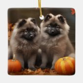 Keeshond Puppy Herfst Delight Pompoen Keramisch Ornament (Voorkant)