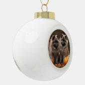 Keeshond Puppy Herfst Delight Pompoen Keramische Bal Ornament (Links)