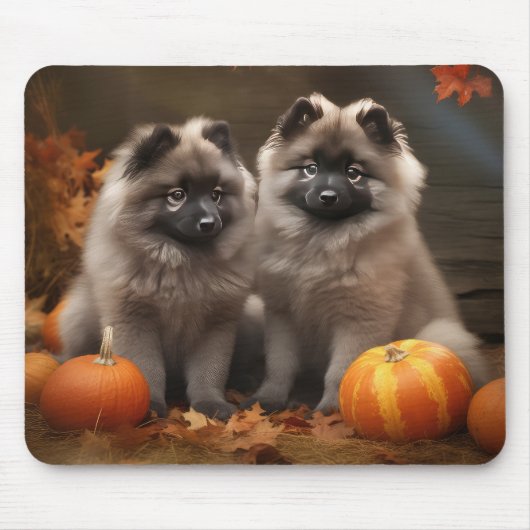 Keeshond Puppy Herfst Delight Pompoen Muismat (Voorkant)