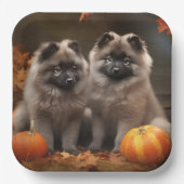 Keeshond Puppy Herfst Delight Pompoen Papieren Bordje (Voorkant)
