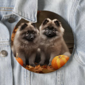 Keeshond Puppy Herfst Delight Pompoen Ronde Button 6,0 Cm (In situ)