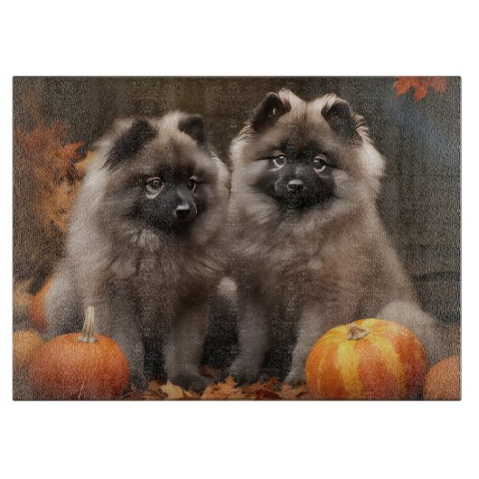 Keeshond Puppy Herfst Delight Pompoen Snijplank (Voorkant)