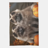 Keeshond Puppy Herfst Delight Pompoen Theedoek (Verticaal)