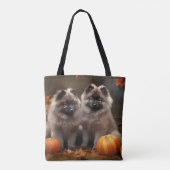 Keeshond Puppy Herfst Delight Pompoen Tote Bag (Achterkant)