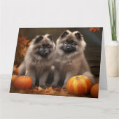 Keeshond Puppy Herfstpracht Pompoen Kaart (Voorkant)
