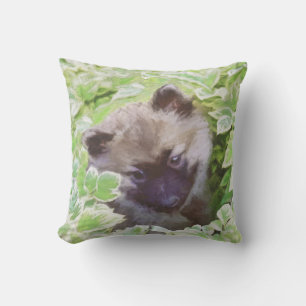 Keeshond Puppy in de Garden Painting Originele Kun Buitenkussen