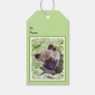 Keeshond Puppy in de Garden Painting Originele Kun Cadeaulabel