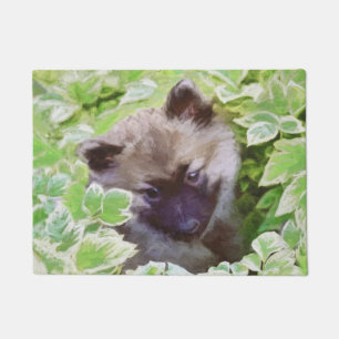 Keeshond Puppy in de Garden Painting Originele Kun Deurmat