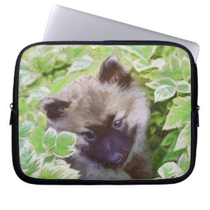 Keeshond Puppy in de Garden Painting Originele Kun Laptop Sleeve