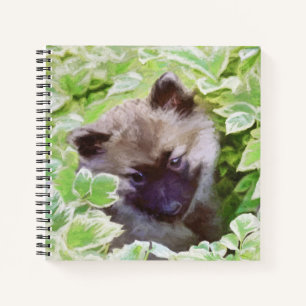 Keeshond Puppy in de Garden Painting Originele Kun Notitieboek