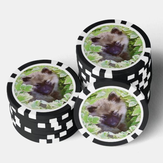 Keeshond Puppy in de Garden Painting Originele Kun Poker Chips (Opstapeling)