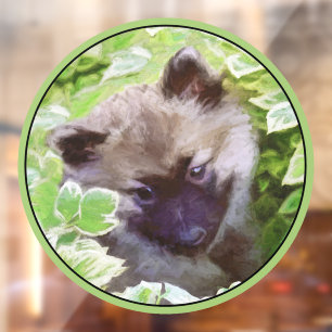 Keeshond Puppy in de Garden Painting Originele Kun Raamsticker