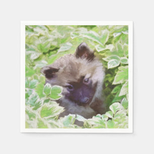 Keeshond Puppy in de Garden Painting Originele Kun Servet