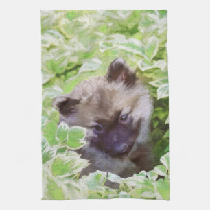 Keeshond Puppy in de Garden Painting Originele Kun Theedoek