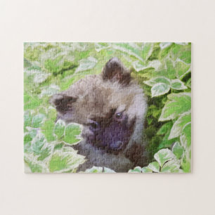 Keeshond Puppy in de Tuin Schilderij Originele Kun Legpuzzel