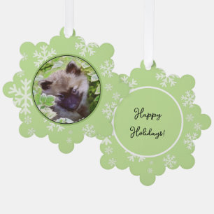 Keeshond Puppy in de Tuin Schilderij Originele Kun Ornament Kaart