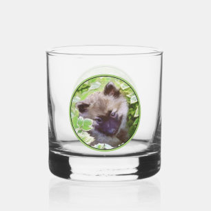 Keeshond Puppy in de Tuin Schilderij Originele Kun Whisky Glas