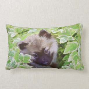 Keeshond Puppy in the Garden Painting Original Art Kussen