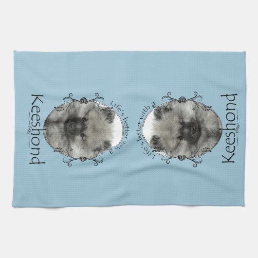 Keeshond Puppy Keuken Handdoek (Horizontaal)